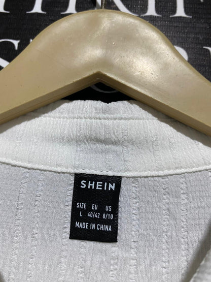 SHEIN |L| BUST FREE | CHIC OFF-WHITE PLISSÉ TEXTURED JUMPSUIT