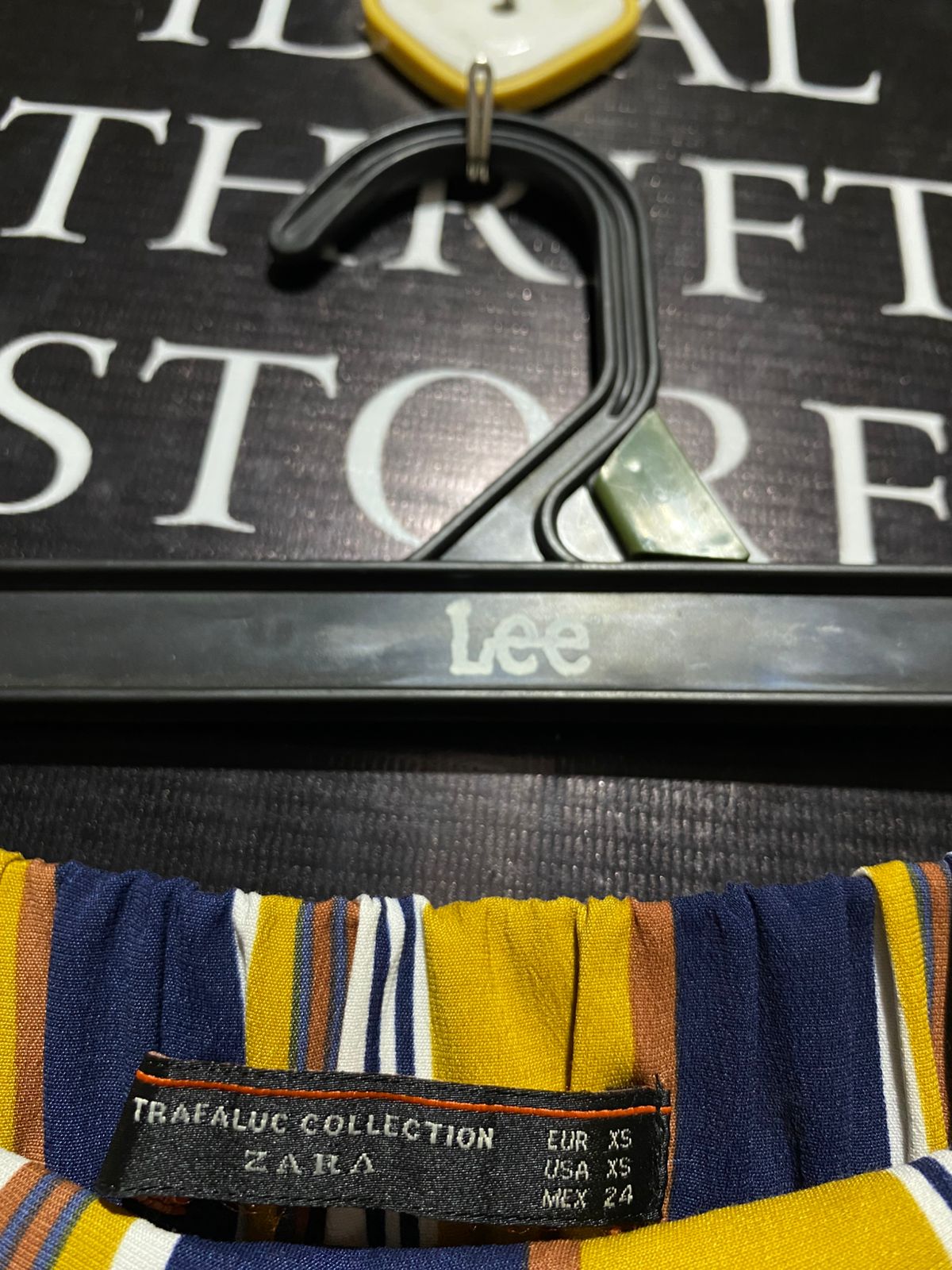 ZARA |XS| WAIST 26|C1| BOLD MUSTARD & NAVY STRIPED WIDE-LEG TROUSERS