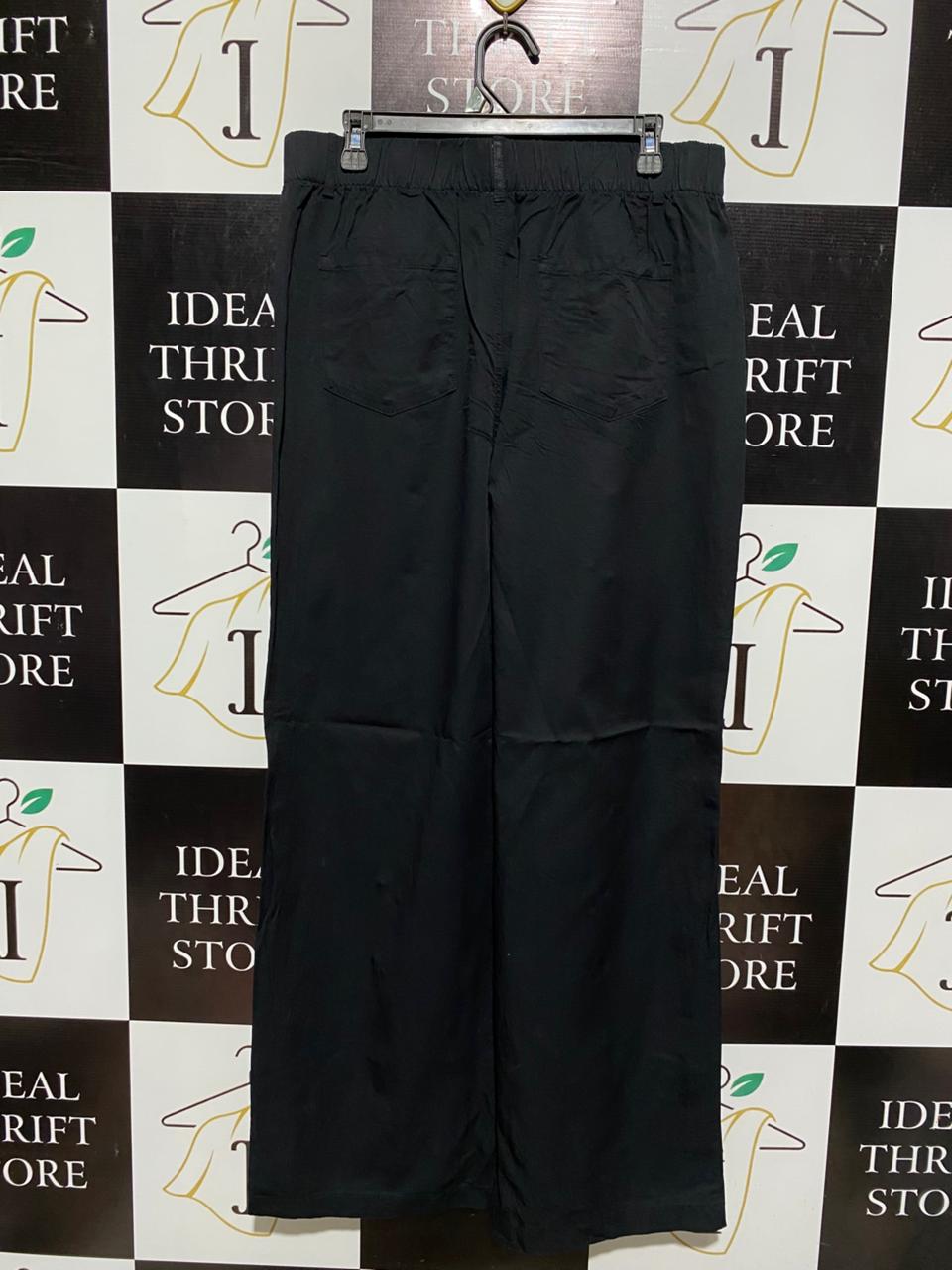 ANKO |XL| WAIST 32| CLASSIC BLACK STRAIGHT-LEG PANTS WITH COMFORT ADJUSTABLE WAIST AND POCKETS