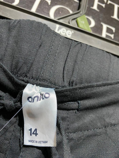 ANKO |XL| WAIST 32| CLASSIC BLACK STRAIGHT-LEG PANTS WITH COMFORT ADJUSTABLE WAIST AND POCKETS