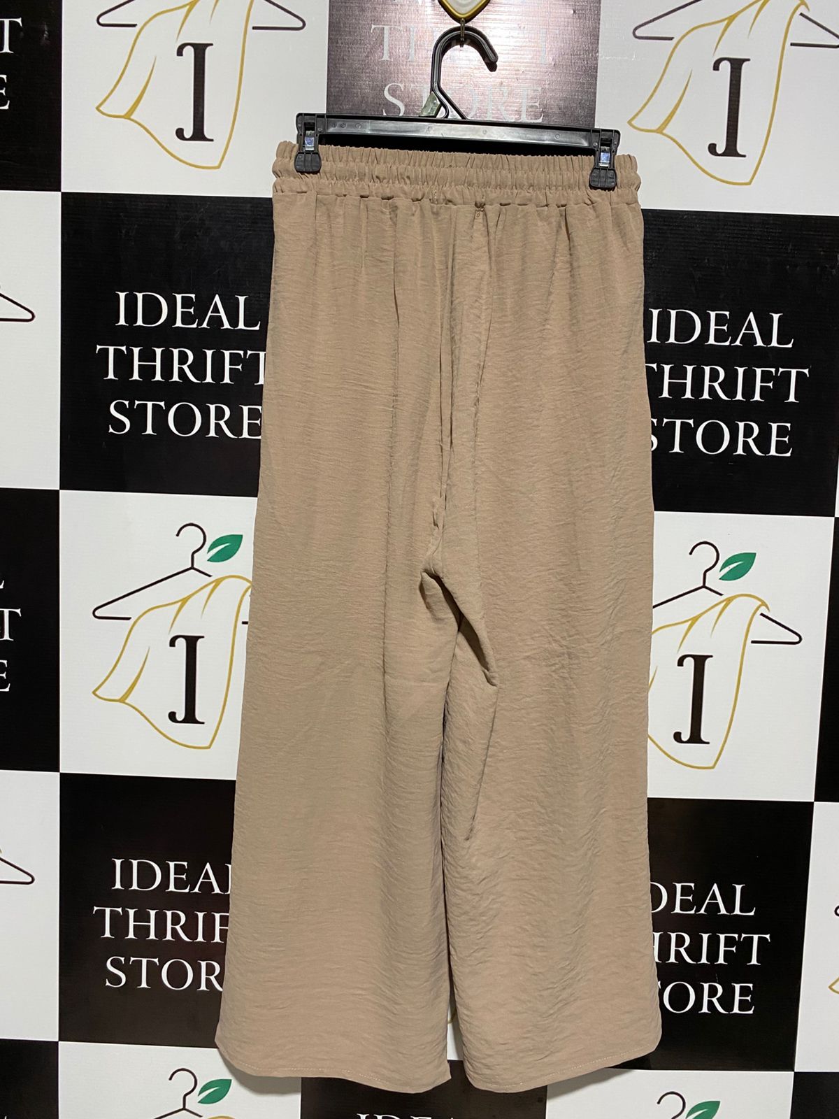 ALENE FASHION |M| WAIST 26| TAN WIDE-LEG ELASTIC WAIST TROUSERS