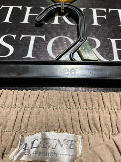 ALENE FASHION |M| WAIST 26| TAN WIDE-LEG ELASTIC WAIST TROUSERS