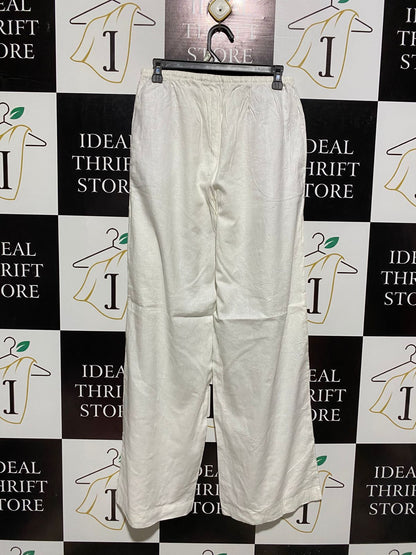 COTTON ON |M| WAIST 28| PREMIUM WHITE LINEN WIDE-LEG LOUNGE PANTS