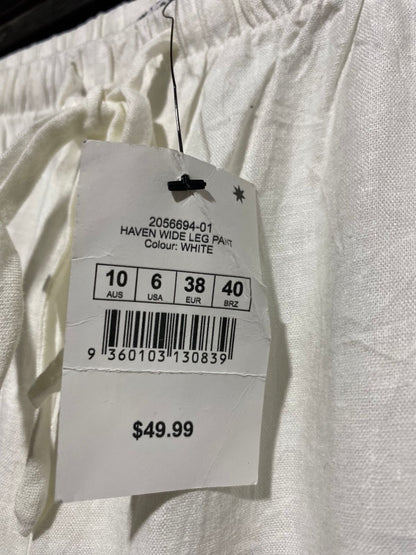COTTON ON |M| WAIST 28| PREMIUM WHITE LINEN WIDE-LEG LOUNGE PANTS