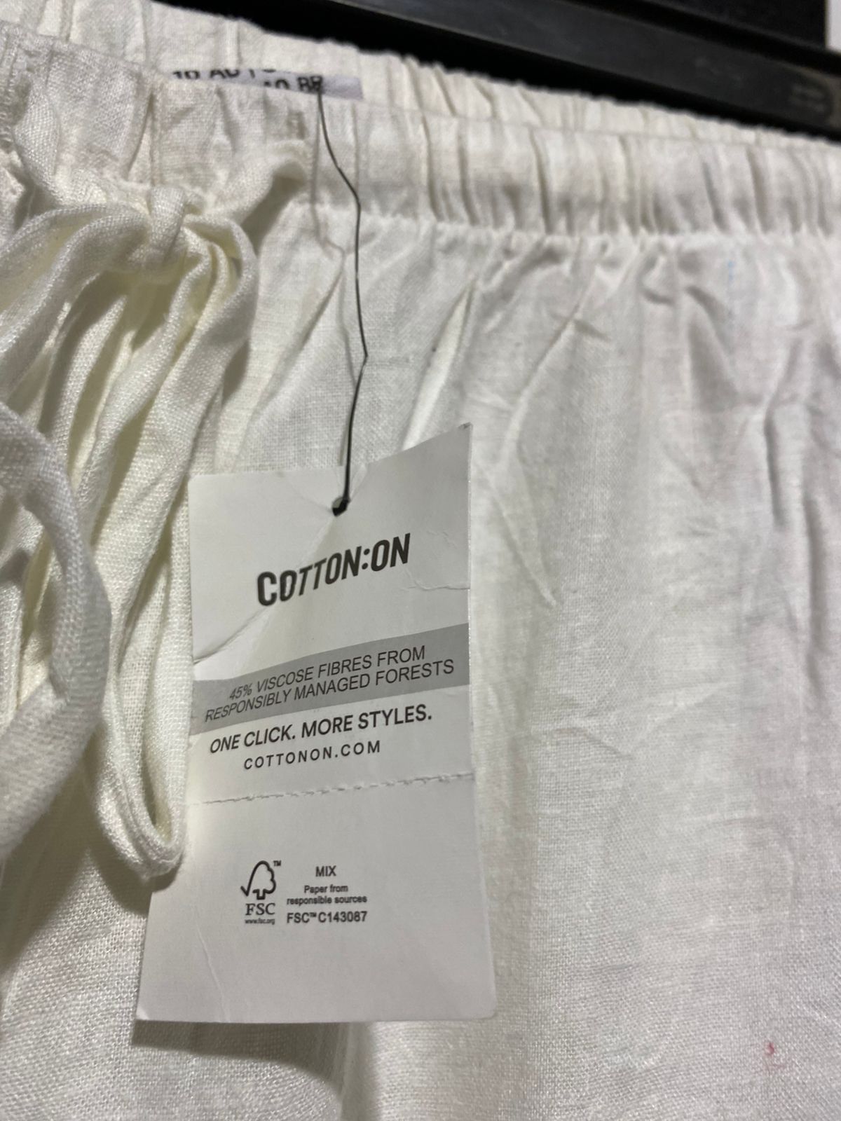 COTTON ON |M| WAIST 28| PREMIUM WHITE LINEN WIDE-LEG LOUNGE PANTS