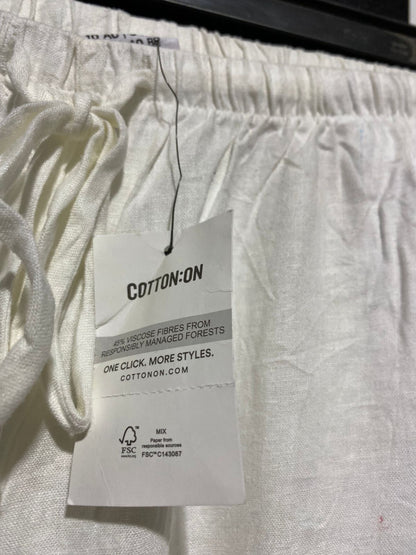 COTTON ON |M| WAIST 28| PREMIUM WHITE LINEN WIDE-LEG LOUNGE PANTS