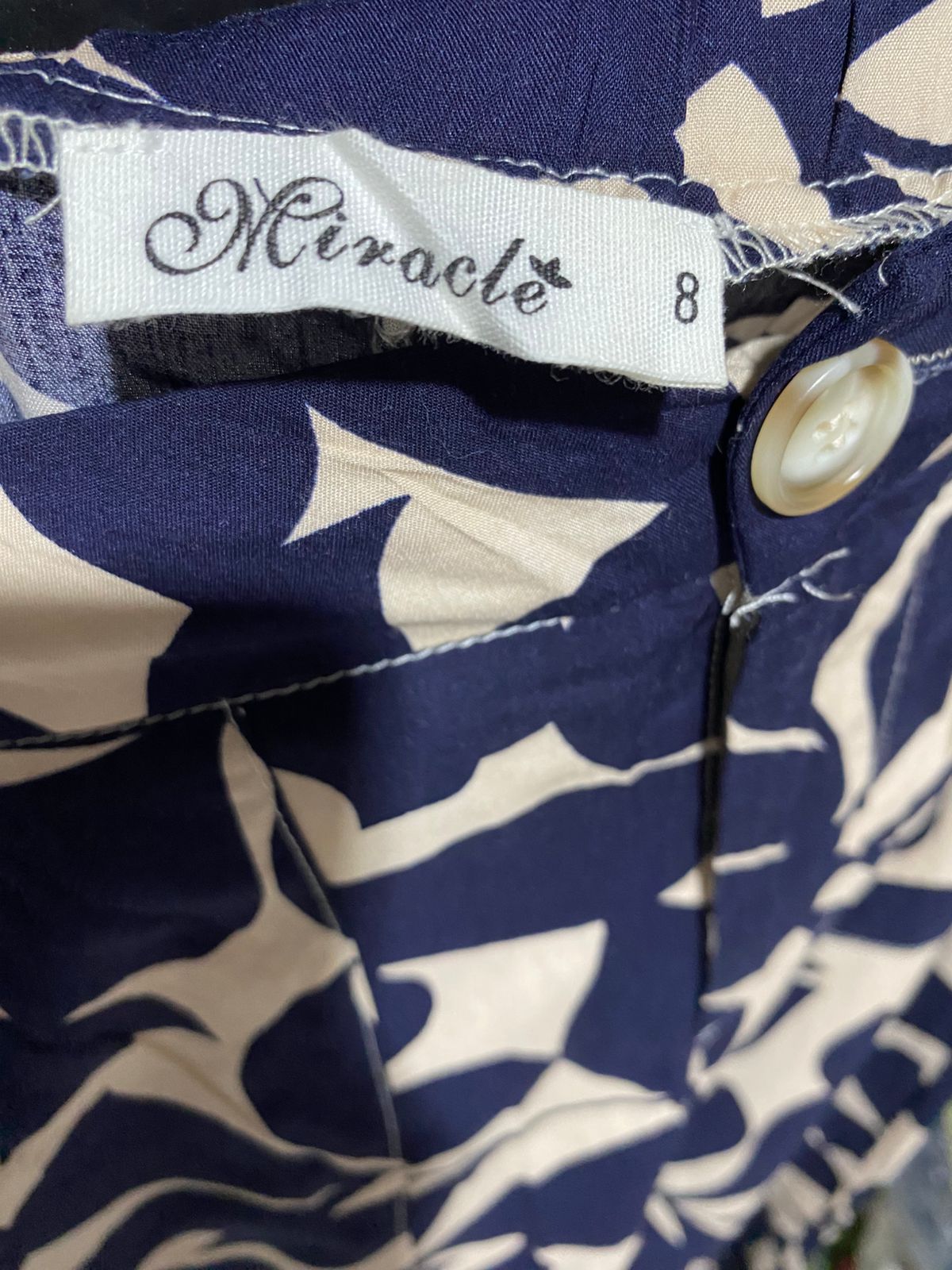MIRACLE |M| WAIST 27| NAVY FLORAL PRINT WIDE-LEG TROUSERS