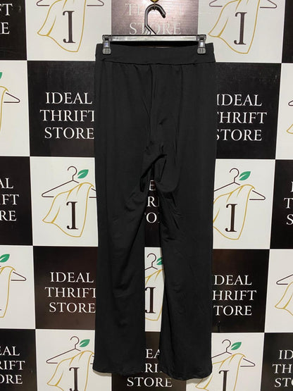 BLACK HIGH-WAISTED FLARE LEG PANTS WITH FRONT SLITS |L| WAIST 28|