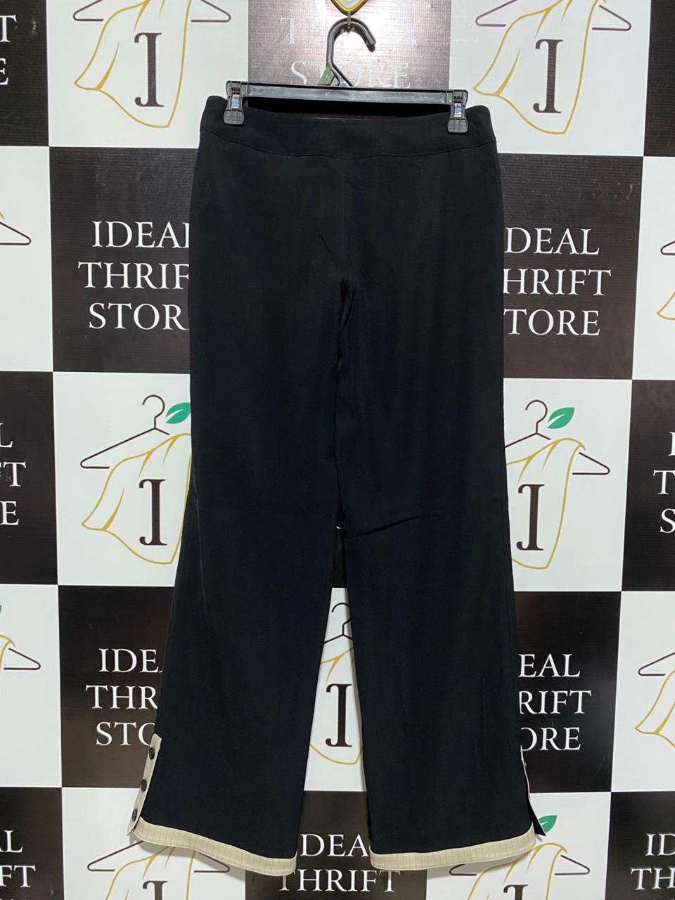 VIVA VIOLET |M| WAIST 28| BLACK WIDE-LEG SAILOR TROUSERS WITH CONTRAST TRIM