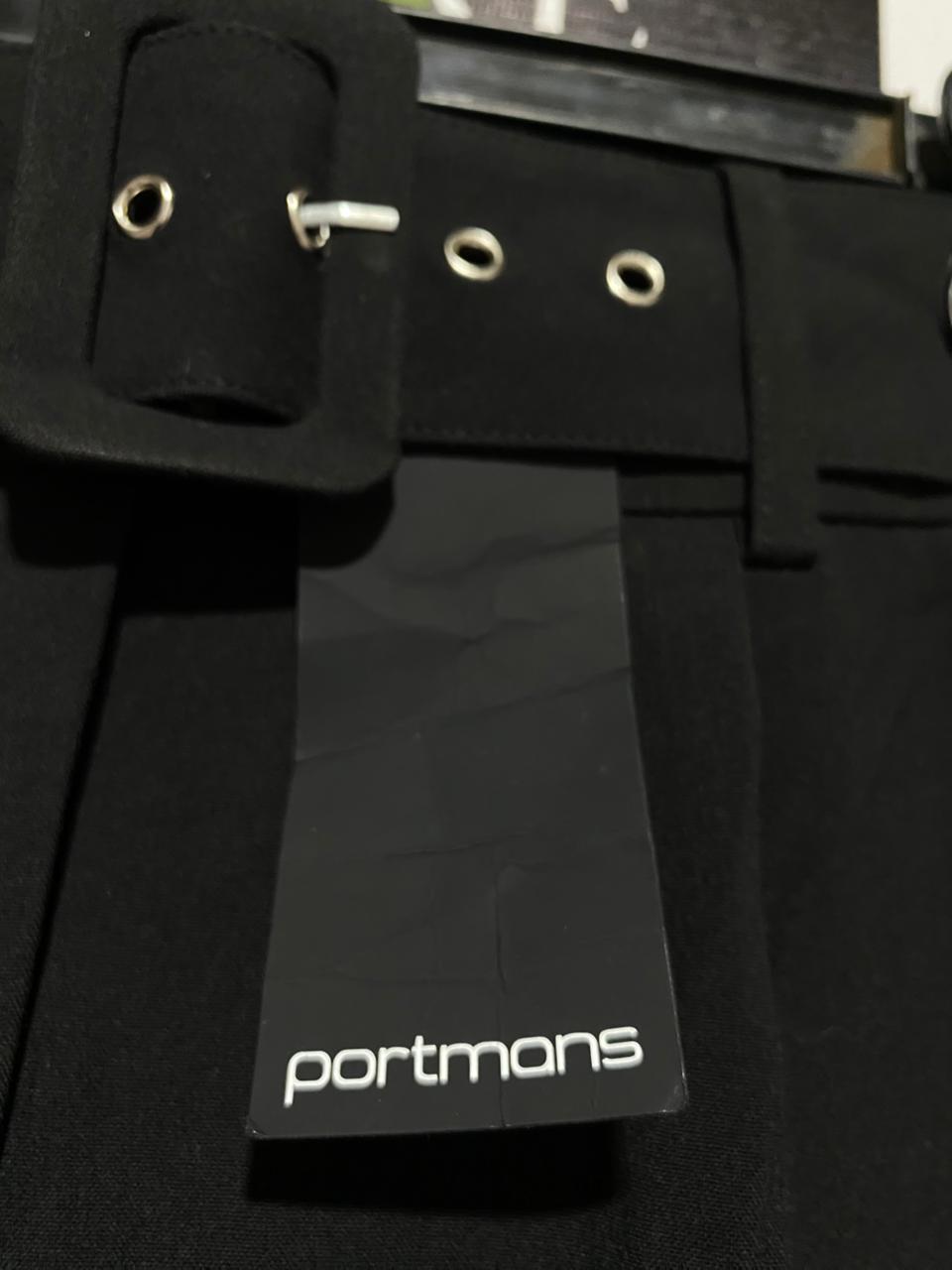 PORTMANS |M| WAIST 28| BLACK HIGH-WAISTED BELTED DRESS TROUSERS WITH FRONT PLEATS