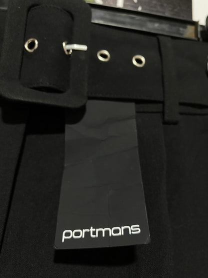 PORTMANS |M| WAIST 28| BLACK HIGH-WAISTED BELTED DRESS TROUSERS WITH FRONT PLEATS