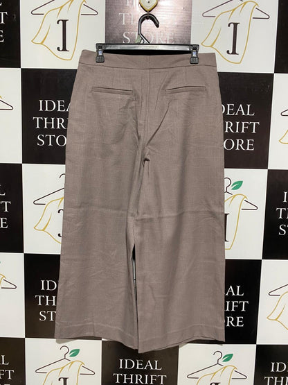 BASQUE |XL| WAIST 32| TAUPE PLAID WIDE-LEG CULOTTES