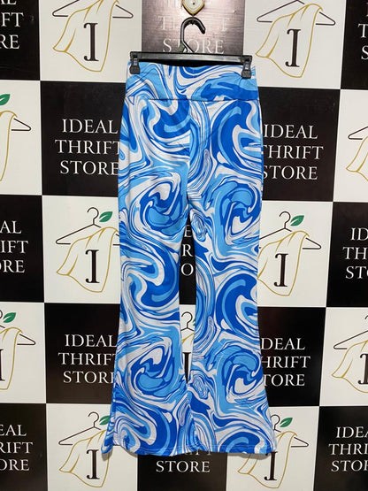 BLUE MARBLE PRINT FLARE LEGGINGS |S| WAIST 25|