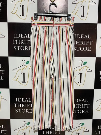 ZARA |S| WAIST 28|C1| VERTICAL STRIPED PAPERBAG WAIST TROUSERS WITH TIE BELT