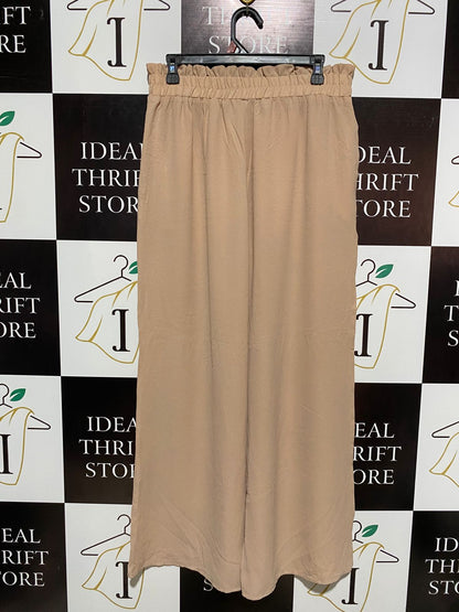 SHEIN |XL| WAIST 30| TAN WIDE-LEG ELASTIC PAPERBAG WAIST TROUSERS