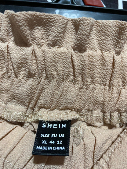 SHEIN |XL| WAIST 30| TAN WIDE-LEG ELASTIC PAPERBAG WAIST TROUSERS