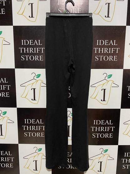 CHIC BLACK HIGH-WAISTED SAILOR FLARE PANTS WITH GOLD BUTTON ACCENTS |S| WAIST 23|
