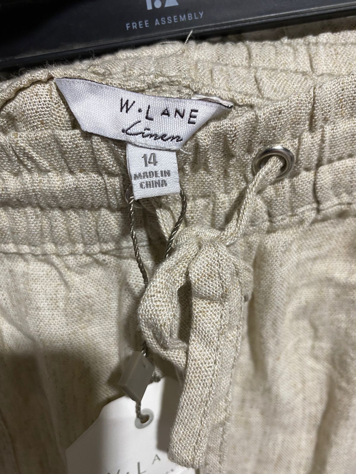W LANE LINEN |XL| WAIST 34|WOMEN'S RELAXED LINEN-BLEND DRAWSTRING PANTS
