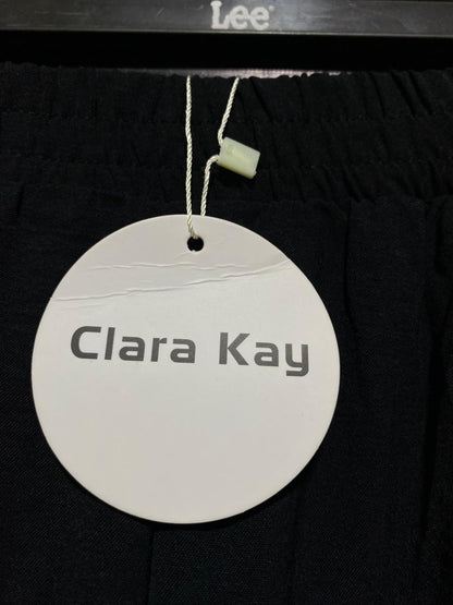 CLARA KAY |M| WAIST 26| FLOWY ELASTIC-WAIST WIDE-LEG TROUSERS
