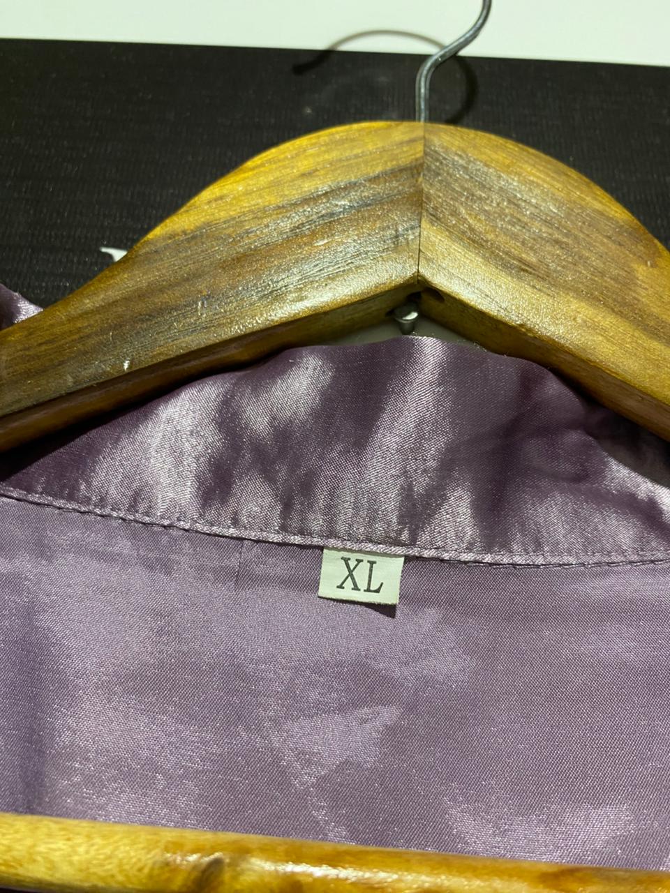 |XL| B2| LUXE MAUVE SILK-SATIN PAJAMA SET - LONG-SLEEVE BUTTON-DOWN & MATCHING TROUSERS