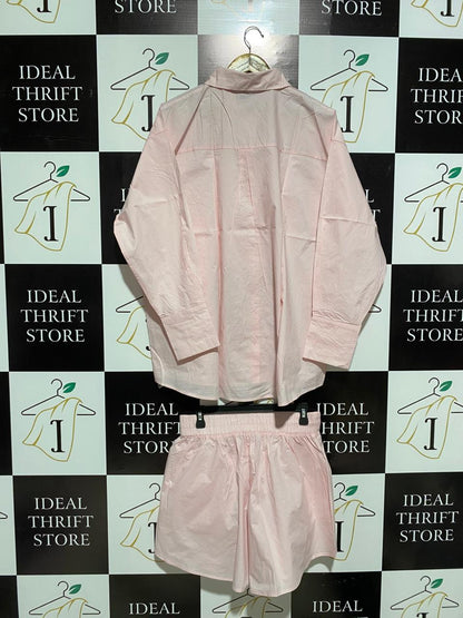 LIONESS |L| PALE PINK OVERSIZED COTTON SHIRT SET