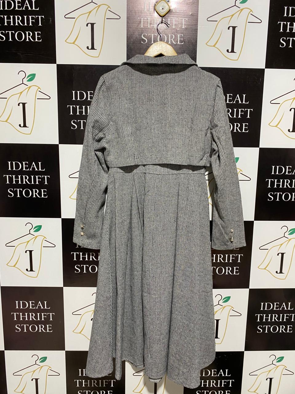 SHEIN |XL| GREY MICRO-PINSTRIPE COLLARED MIDI DRESS
