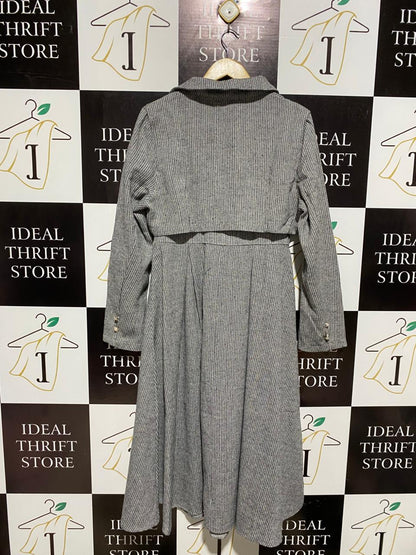 SHEIN |XL| GREY MICRO-PINSTRIPE COLLARED MIDI DRESS