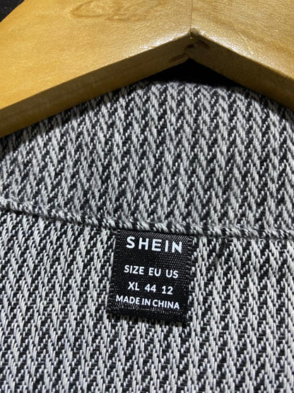 SHEIN |XL| GREY MICRO-PINSTRIPE COLLARED MIDI DRESS
