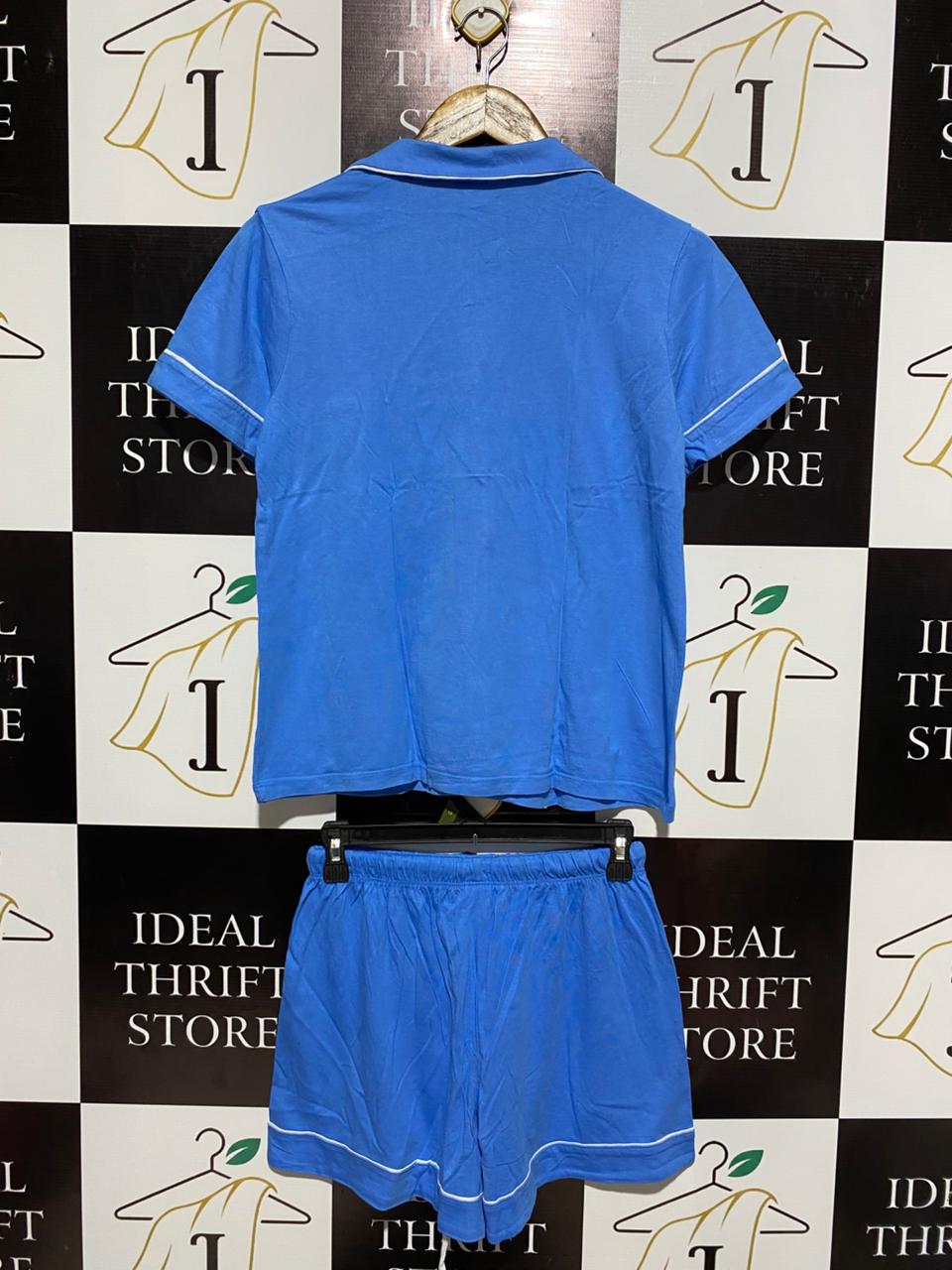 & ME |M| CLASSIC CORNFLOWER BLUE PAJAMA SET - SHORT-SLEEVE BUTTON-DOWN & MATCHING SHORTS
