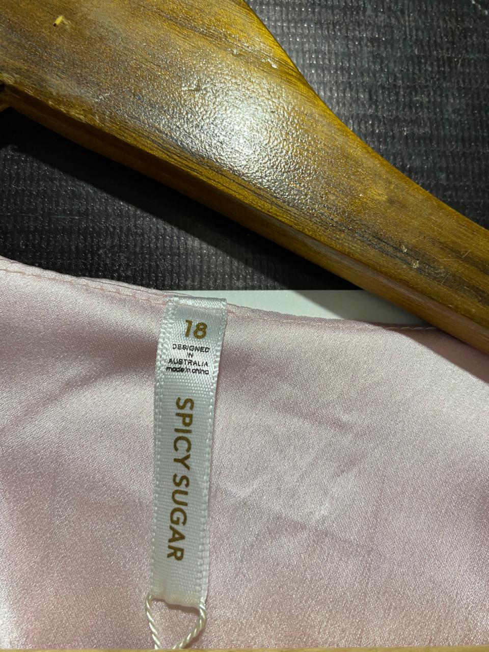 SPICY SUGAR |XL| BUST 21| ETHEREAL PALE PINK SATIN MIDI DRESS - PLEATED V-NECK WITH DRAMATIC BALLOON SLEEVES