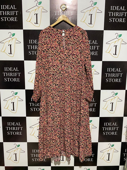 H&M |XL| BUST 24| ROMANTIC PINK DITSY FLORAL MIDI DRESS