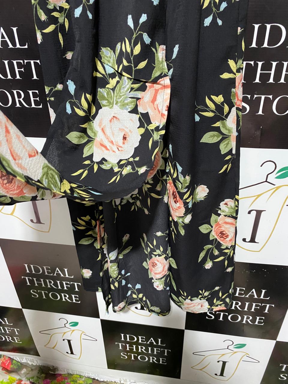 MALIBU |XS| BUST 11| ELEGANT OFF-THE-SHOULDER FLORAL MAXI DRESS - SMOCKED BODICE WITH BELL SLEEVES