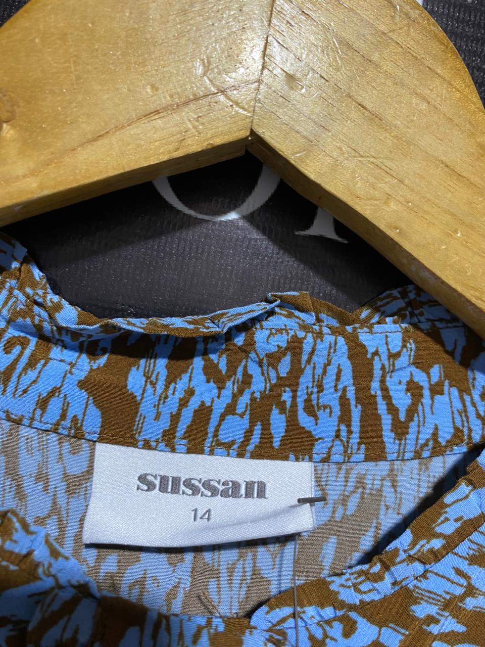 SUSSAN |XL| BUST 23| C5|  BLUE ANIMAL PRINT LONG SLEEVE MINI DRESS