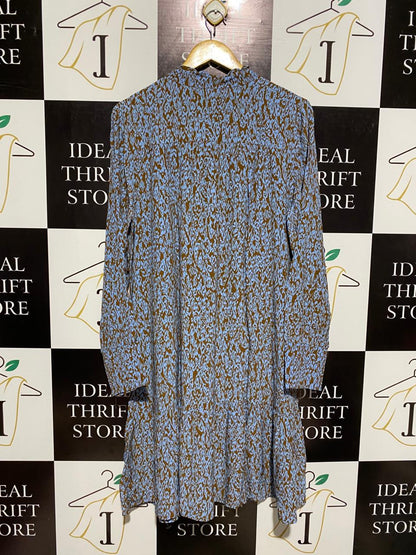 SUSSAN |XL| BUST 23| C5|  BLUE ANIMAL PRINT LONG SLEEVE MINI DRESS