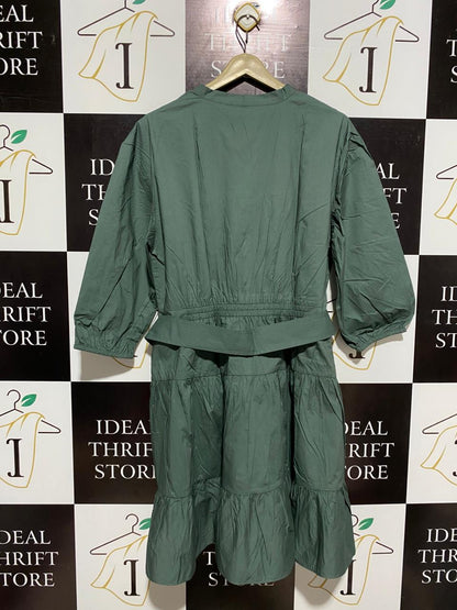 BASQUE |L| BUST 20| SAGE GREEN TIERED MINI DRESS