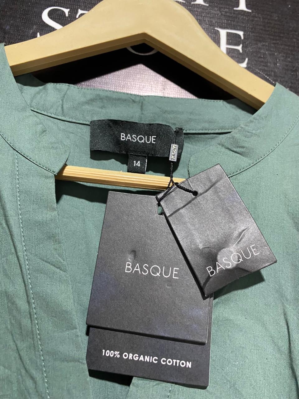 BASQUE |L| BUST 20| SAGE GREEN TIERED MINI DRESS