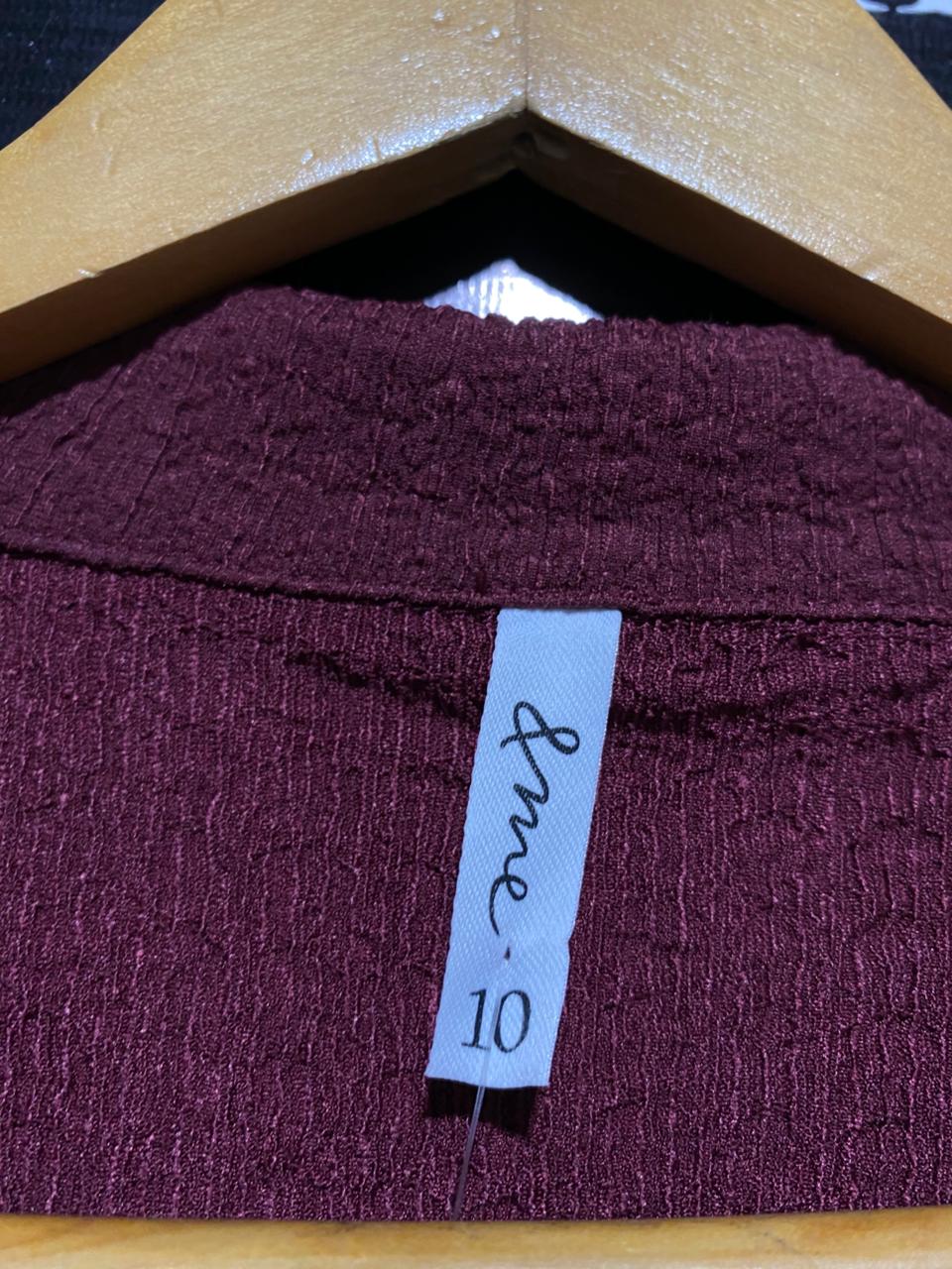 & ME |L| BUST 18| TEXTURED BURGUNDY BUTTON-DOWN MIDI DRESS