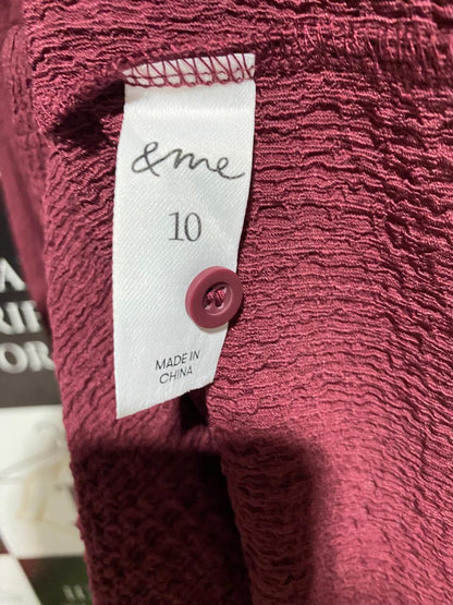 & ME |L| BUST 18| TEXTURED BURGUNDY BUTTON-DOWN MIDI DRESS