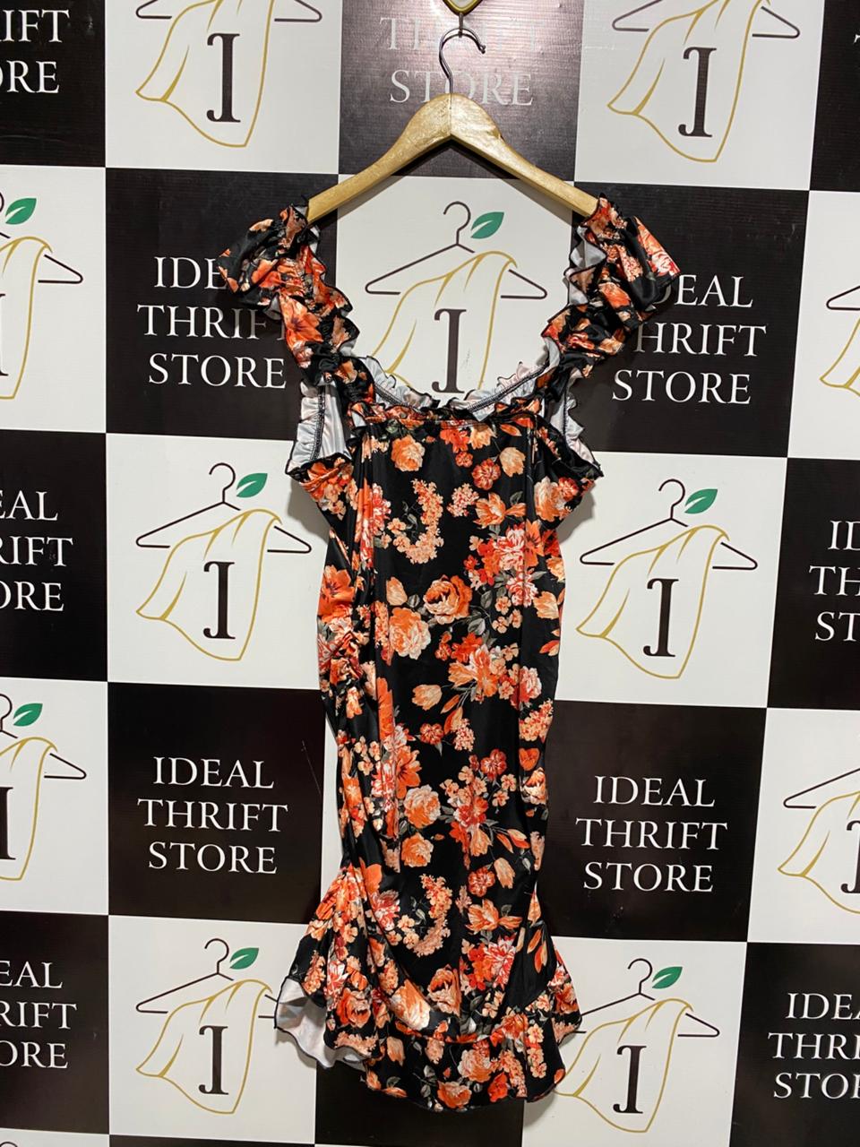 SHEIN |XL| BUST 17| ROMANTIC SATIN FLORAL MINI DRESS