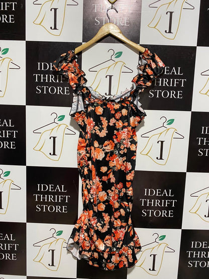 SHEIN |XL| BUST 17| ROMANTIC SATIN FLORAL MINI DRESS