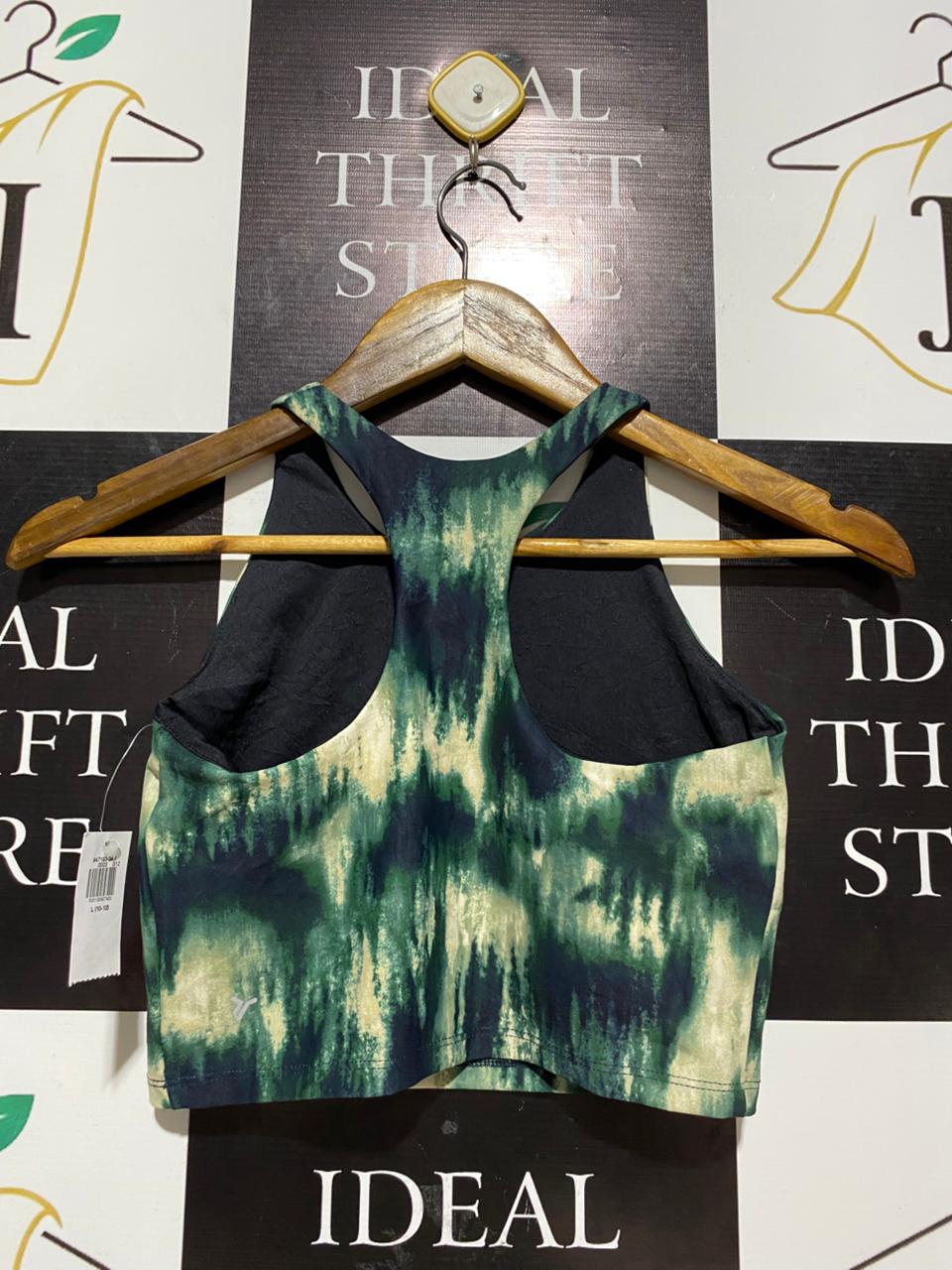 OLD NAVY |L| BUST 13|  ACTIVE GREEN TIE-DYE CROP TOP