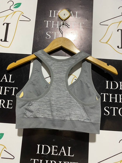 AVIA |XL| BUST 13| ZIP-FRONT HEATHER GREY RACERBACK SPORTS BRA