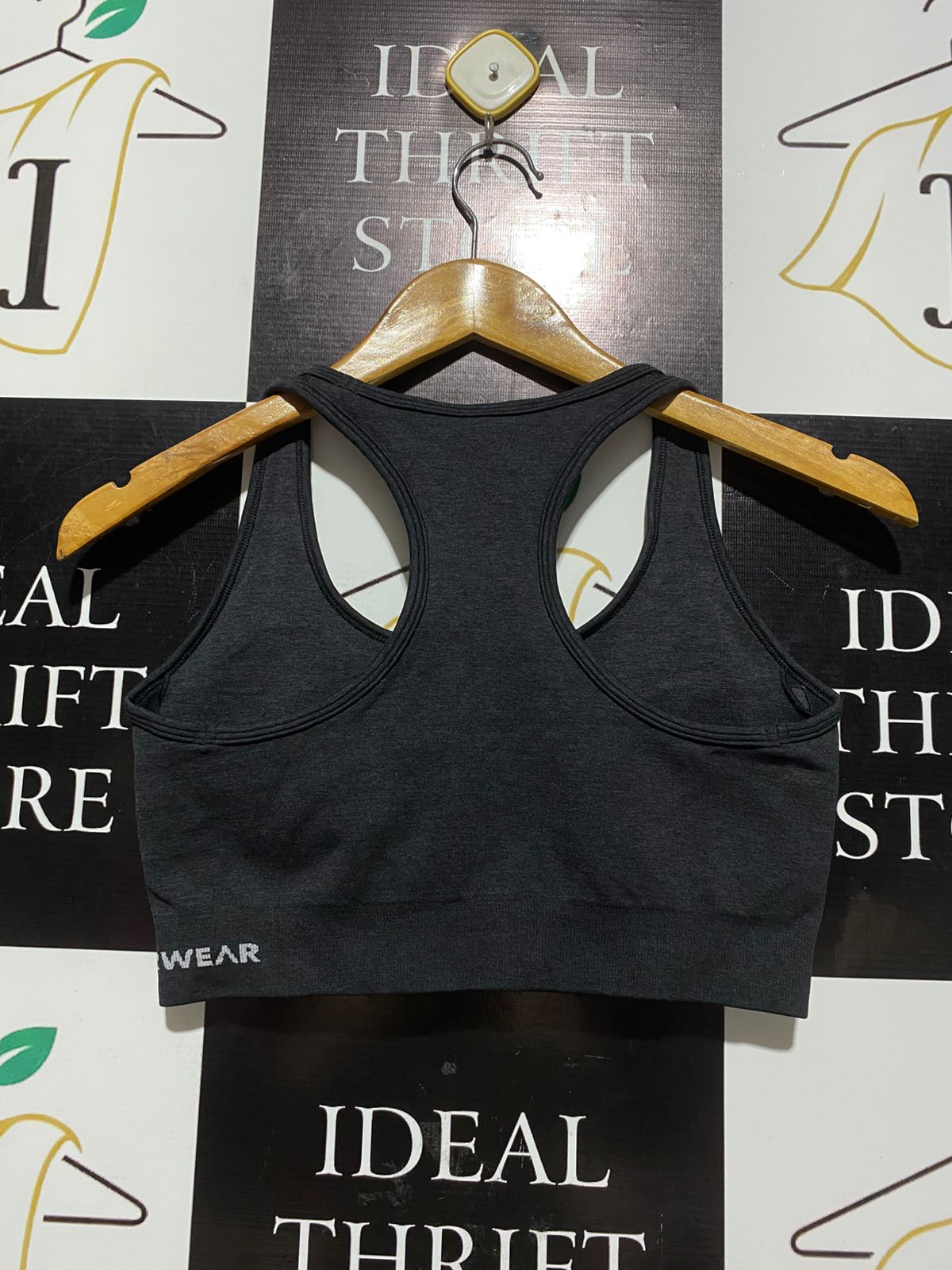 RYDER WEAR |L| BUST 14| EAMLESS CHARCOAL GREY RACERBACK SPORTS BRA