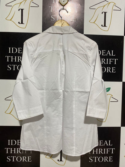 ANKO |L| BUST 20| WOMEN'S CLASSIC WHITE 3/4 SLEEVE BUTTON-DOWN SHIRT