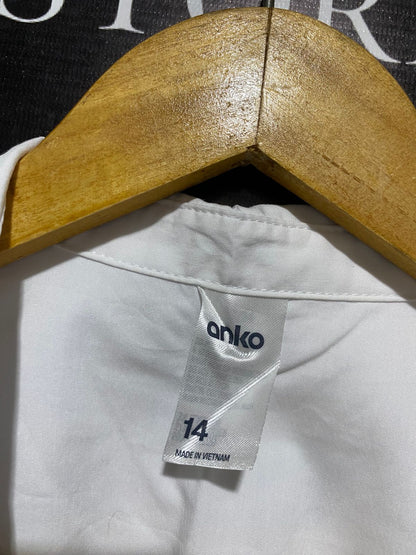 ANKO |L| BUST 20| WOMEN'S CLASSIC WHITE 3/4 SLEEVE BUTTON-DOWN SHIRT
