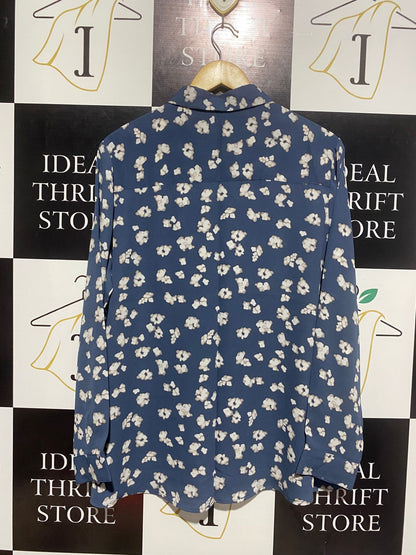 ANKO |XL| BUST 23| NAVY BLUE FLORAL PRINT BUTTON-DOWN BLOUSE