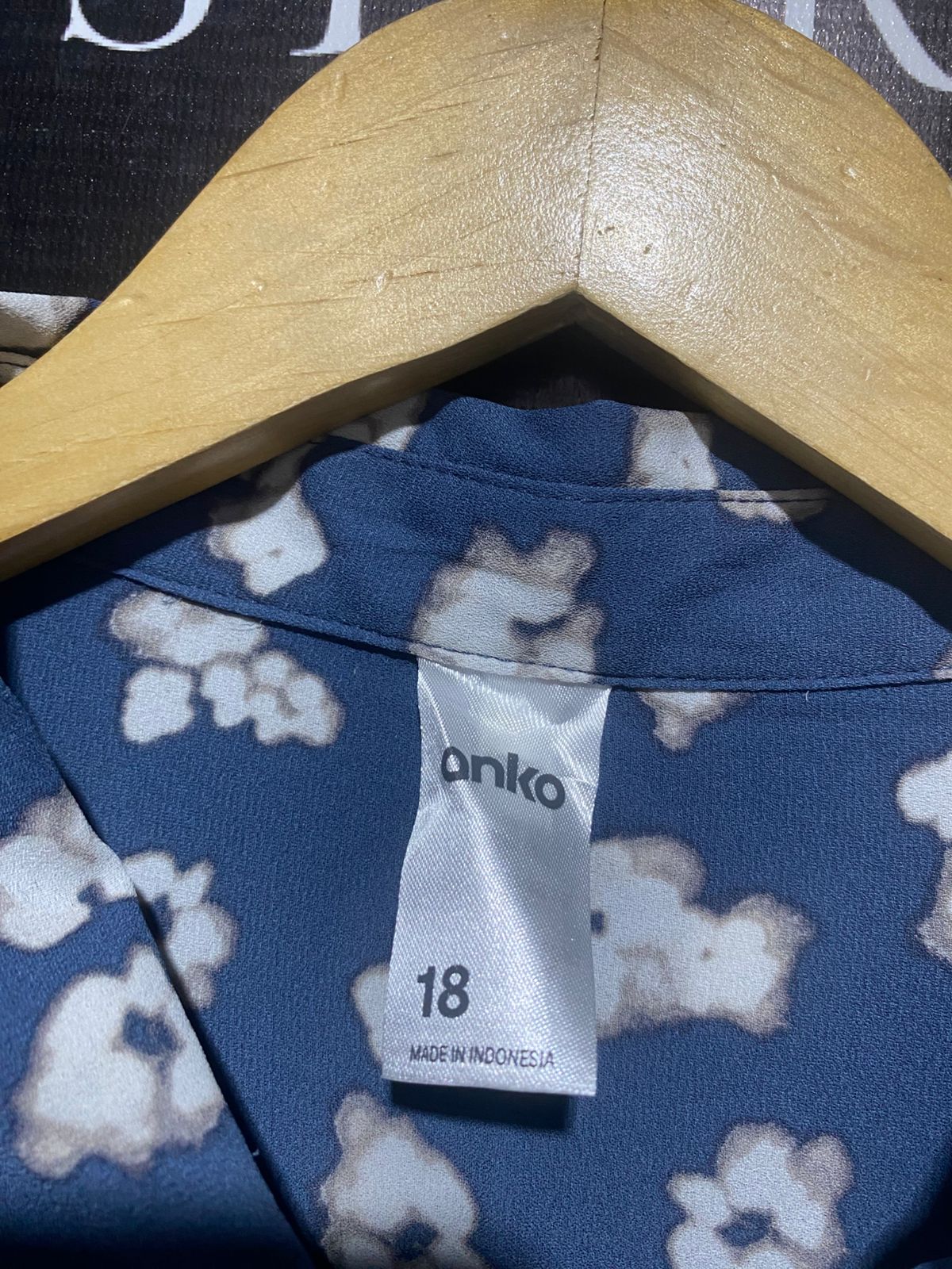 ANKO |XL| BUST 23| NAVY BLUE FLORAL PRINT BUTTON-DOWN BLOUSE