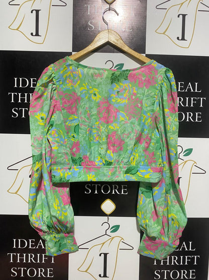 SHOWPO |L| BUST 19| VIBRANT GREEN FLORAL CROPPED BUSTIER TOP