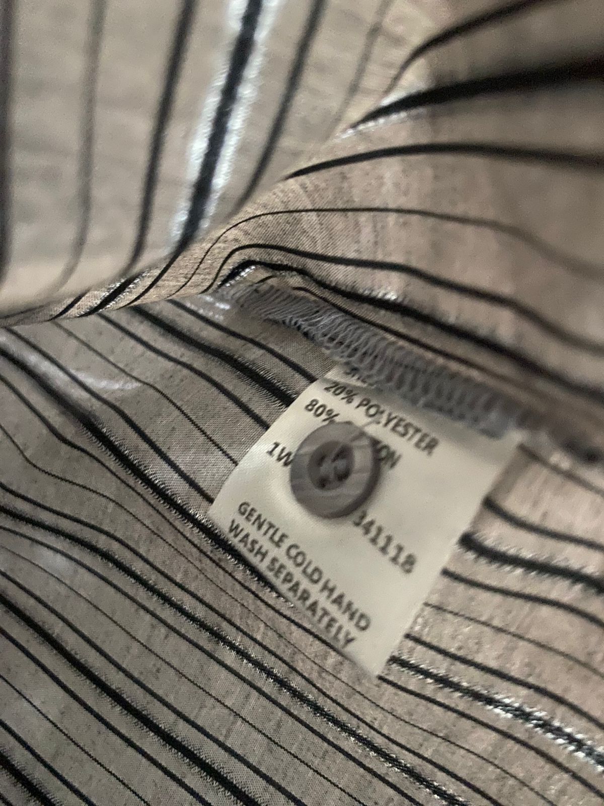 VALLEYGIRL |L| BUST 19| GREY PINSTRIPE RUCHED BUST BLOUSE