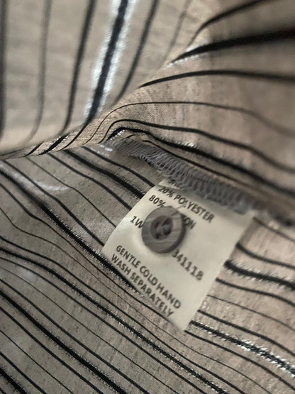 VALLEYGIRL |L| BUST 19| GREY PINSTRIPE RUCHED BUST BLOUSE